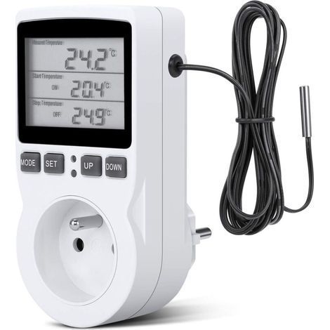 Regulateur Température Numérique,Prise Thermostat Chauffage Refroidissement Regulateur De Temperature LCD,200v-250v pour Régulateur Température Ferme (1/5)
