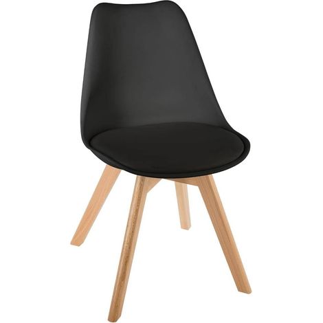 Créateur d'Intérieur - Chaise Baya Retro Grise - Tissu et Hêtre - Salle à manger, Cuisine, Bureau, Salon - Coussin intégré confortable (1/4)