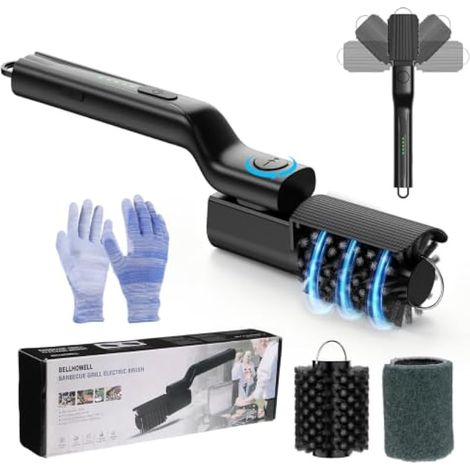 Brosse électrique Barbecue sans Fil, Brosse Grille Barbecue électrique, 180°réglable, 3 Vitesses, 2 Têtes de Brosse, 100 Min Autonomie, Brosse électrique pour BBQ Maison Braise, plancha, Fonte (1/4)