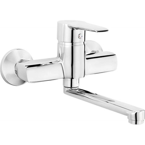 Robinet de lavabo mural monocommande avec bec orientable, chromé Corio (1/2)
