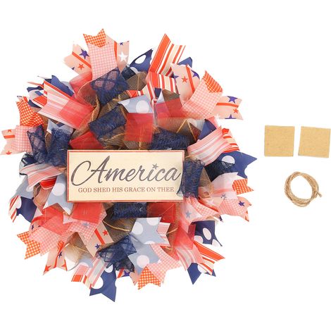 Couronne Tricotée Main pour Fête Nationale, Décoration Murale Naturelle avec Corde de Chanvre