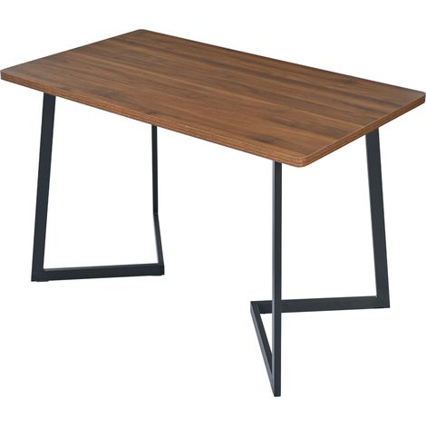 Table à manger rectangulaire 117x68 cm avec plateau effet noyer et pieds en métal noir (1/5)
