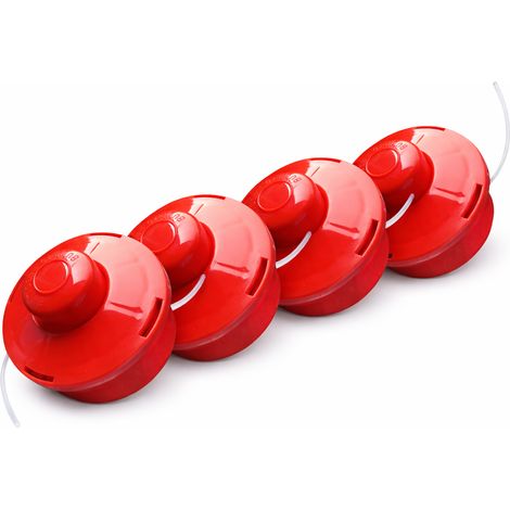 NEMAXX® FS2 Tap & Go cabezal de hilo (cabezal para desbrozadora) – sistema semiautomático doble hilo – para desbrozadora – M10 x 1,25 rosca izquierda – 2 mm – Ø 380 mm – Rojo (4 unidades)