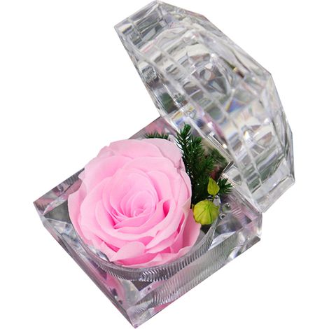 Rose Préservée - Boîte À Anneau Transparente En Acrylique - Pour Cadeau D'Anniversaire, Saint-Valentin, Noël Ou Fête Des Mères - 1 Pièce (1/5)
