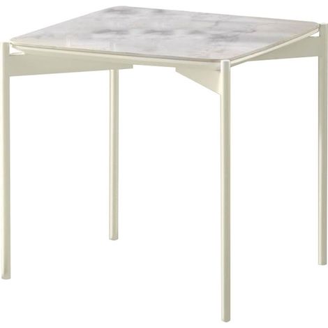 Tavolino 55x55xH35 cm in Ceramica e Metallo Ivy Marmo Calacatta e Bianco (1/3)