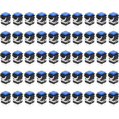 50 boutons-poussoirs autobloquants à 6 broches, de précision et stables, bleus, 220 V (1/5)