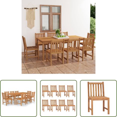 Table de jardin en teck - Ensemble de salle à manger de jardin 9 pièces 200 x 100 cm en bois de teck massif (1/5)