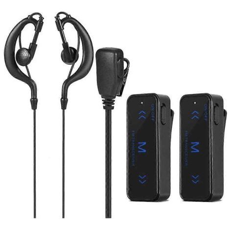 Lot de 2 mini talkies-walkies 400-470 MHz, radio bidirectionnelle 3 W, émetteur/récepteur, écouteurs intra-auriculaires, casque antibruit, alimentation USB-AquaForge (1/2)
