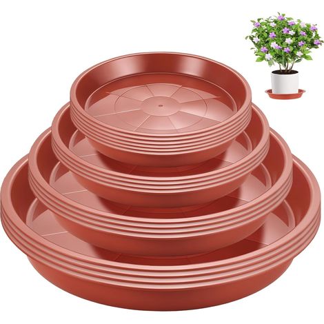 18 Pcs Soucoupes pour Pots de Fleurs, Coupelle Pot de Fleur(12/16/18/22cm) (1/5)
