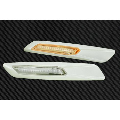 KIT 2 INDICATORI DI DIREZIONE LATERALI A LED COMPATIBILE CON BMW E90 E91 E92 E93 VETRO BIANCO PERLA (1/3)