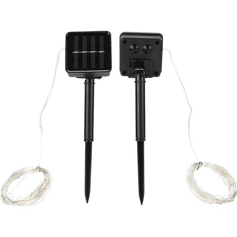 Guirlande lumineuse solaire de 10 mètres avec 100 LED en fil de cuivre, guirlande lumineuse LED, décoration lumineuse de Noël, guirlande lumineuse LED pour sapin de Noël, lumières colorées (1/5)