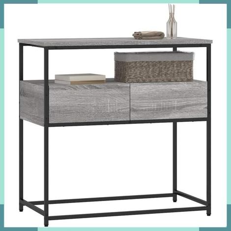 834158 Table console sonoma gris 75x40x75 cm bois d'ingénierie (1/5)