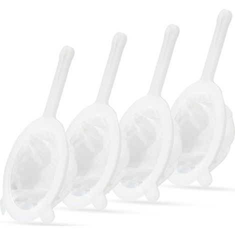 Lot de 4 passoires multi-mailles haut de gamme : mailles 100/200/300/400, nylon et plastique, pour thé, café, lait de noix, jus, bouillons, smoothies, réutilisables et faciles à nettoyer