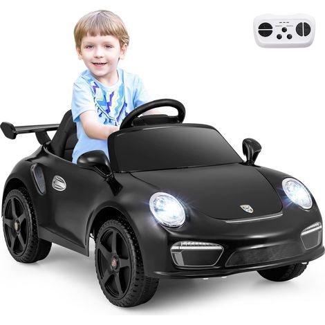 COSTWAY 12 V Auto Elettrica per Bambini, Macchina Elettrica Porsche con Licenza Ufficiale, Telecomando, Musica, Luci LED, Clacson e Avvio Morbido, per Bambini 3-8 Anni (Nero) (1/5)