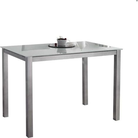 Mesa fija cocina cristal blanco patas grises 75 cm(alto)105 cm(ancho) 60 cm(fondo). (1/2)
