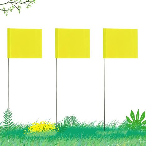 5.1×7.6cm 42pcs Drapeaux De Marquage Avec Poteau En Acier De 35cm Vinyle Plantés Marquage Drapeaux Pour Publics Souterrains Industriels Les Égouts l'Aménagement Paysager l'Arpentage (Jaune) (1/5)