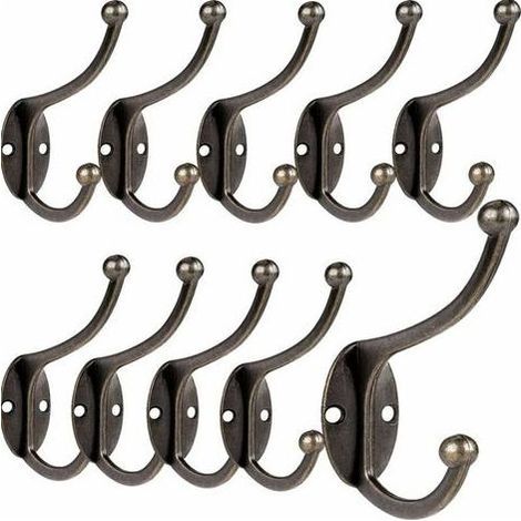 Vintage-Wandhaken und -stifte aus Metall, Antikbronze-Finish, für Badezimmer, Küche, Schlafzimmer oder Eingangsbereich (10er-Set). (1/5)