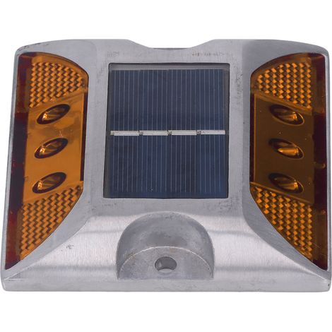Borne lumineuse solaire en alliage d'aluminium moulé pour allée, marche, trottoir, escalier extérieur, étanche IP68, signalisation routière jaune (1/5)