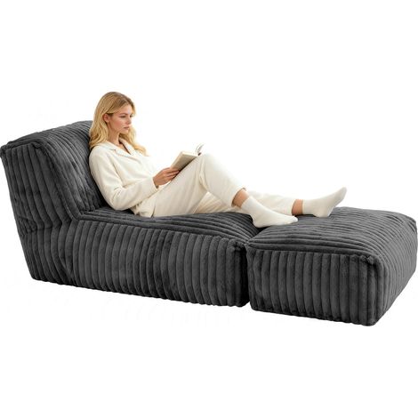 Fauteuil pouf modulaire gris ergonomique sans assemblage (1/5)