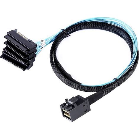 Câble connecteur SAS 12G HD SFF8643 vers 4x 29 broches SAS SFF8482 avec 15 broches alimentation contrôleur (1/5)