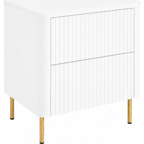 Meuble sous vasque 60 cm, blanc, plan blanc, pieds dorés (1/5)