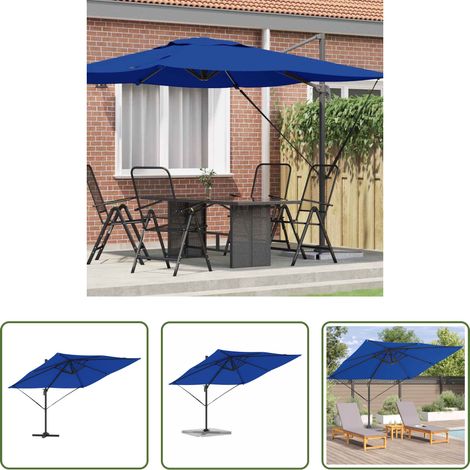 vidaXL Parasol Roma Azul 286 x 284 x 265 cm Aluminio y poliéster (1/5)