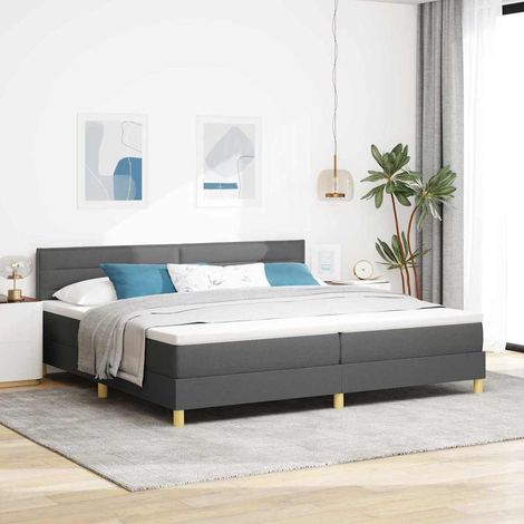vidaXL LED Boxspringbett mit Kopfteil Dunkelgrau 200 x 200 cm Stoff (1/5)