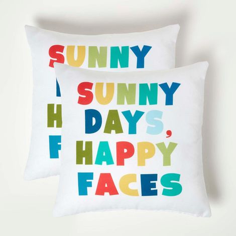 HOMESCAPES Sunny Days Outdoor Cushion 45 x 45 cm, Set of 2 (1/5)