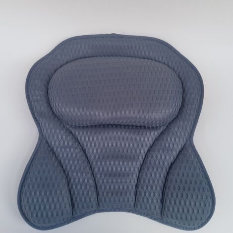 1pc Tapis de bain gris avec 6 ventouses antidérapantes, tapis de bain doux en maille d'air 3D pour soutien de la tête, du cou et du dos, idéal pour les bains à remous, les baignoires d'hydromassage (1/4)