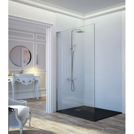 KASSANDRA FR703 FRESH Mampara Fijo Ducha Vidrio Transparente Plata Brillo - Medida: 100 cm - Versión: DERECHA - ref: FR7031618D195099