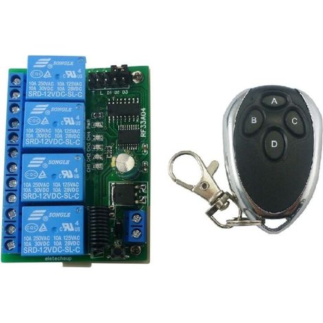 Télécommande Sécurisée 433Mhz 4 Canaux Système Entrée Sans Clé Code Roulant 12V (1/4)