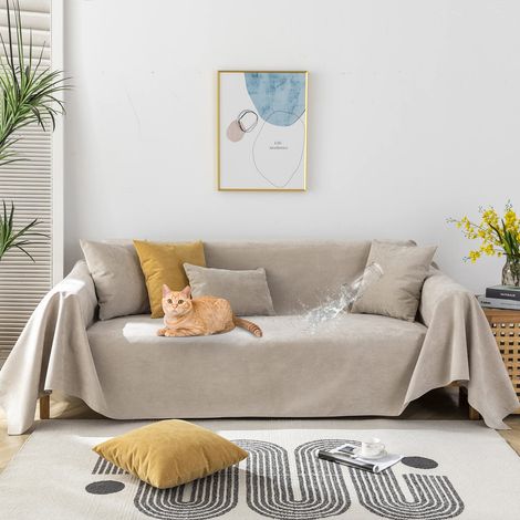 Housse de canapé Double imperméable, antidérapante, Anti-Fuite, Lavable, pour Animal Domestique, résistante à l'eau – pour canapé à 2 Coussins – 180 x 300 cm, Beige (1/5)