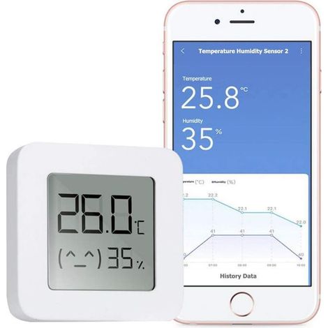 Mezheng – Hygromètre thermomètre Bluetooth – Mini numérique haute précision – Moniteur température humidité pour maison bureau – Affichage LCD clairAec (1/4)