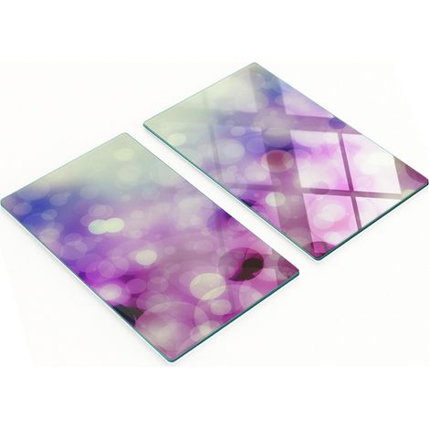 Tablas de cortar decorativas de vidrio templado con c铆rculos morados, 2x30x52 cm