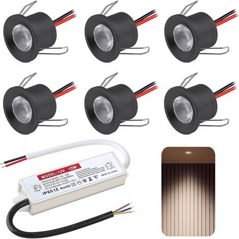 Set of 6 Recessed Spotlights, 2W 12V, IP65 Waterproof, 25-28mm Hole, Kitchen Bathroom (1/5)
