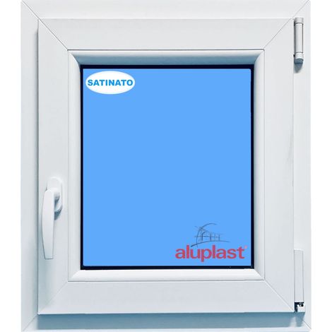 Finestra in PVC L500 mm x H700 mm Bianco, Oscillo-battente Apertura Destra Vetro Satinato (1/6)