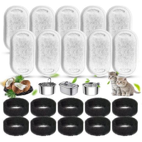 20 Katzenfilter-Sets: 10 Aktivkohlefilter + 10 Schwämme, Ersatz für Trinkbrunnen.
