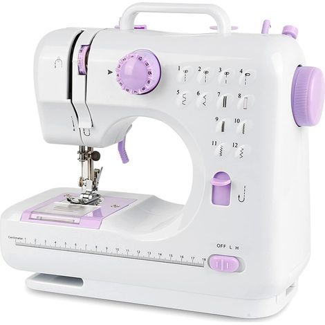 Applicable Machine à Coudre électronique, Mini Machine à Coudre Portable, avec 12 Points différents et Pédale, Semi-automatique, Fils doubles-Aiguille unique-Machine à tête unique, Modèle 505 (1/5)