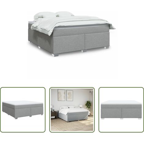 vidaXL Taschenfedern - Boxspringbett mit Matratze Hellgrau 180x200 cm Stoff (1/5)