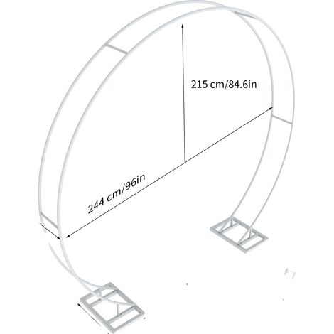 Arco de boda, estructura metálica duradera, diseño desmontable, rieles dobles de 2,4 m, L (1/2)
