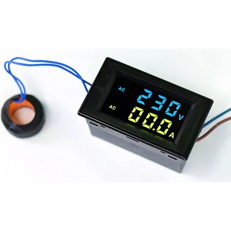 Voltmètre Ampèremètre Numérique 2 en 1 Écran LCD Compteur Tension Courant AC avec Transformateur pour Auto Voiture Électrique (1/4)