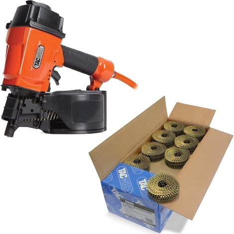 Tacwise GCN57P Nailer 57mm Air Nail Gun + 14,400 2.1 x 40mm Galvanised Coil Nail (1/4)