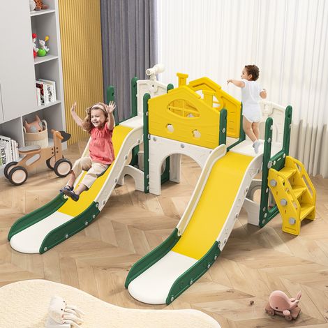 Toboggan pour Enfants 7 en 1 Structure de Jeu Pirate, Aire de jeux avec Double Toboggan, Échelle, Tunnel et Télescope,adapté pour intérieur et extérieur (1/5)