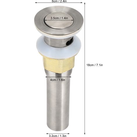 Abflussgarnitur mit Abfallfilter und Pop-Up-Klettverschluss, Edelstahl-Abflussstopfen-Zubehör [Non-Name-Marke] [Pop-Up-Typ] [268 g  338 g / 9,5 oz  11,9 oz] [100 % neu] (1/5)