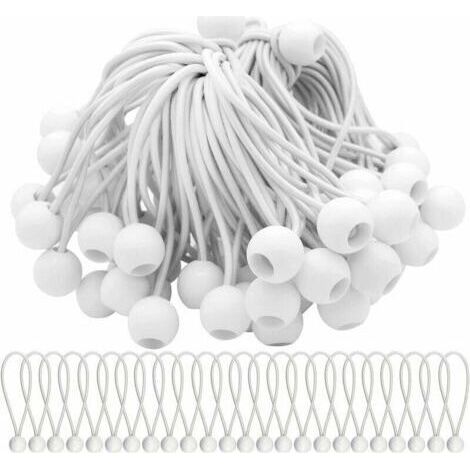 Lot de 75 Cordons Élastiques avec Boules Sandow - Idéal pour Attacher Chapiteaux, Tentes, Bannières et Bâches -