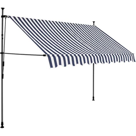Maison Exclusive - Tenda da Sole Retrattile Manuale con LED 250 cm Blu e Bianca (1/5)