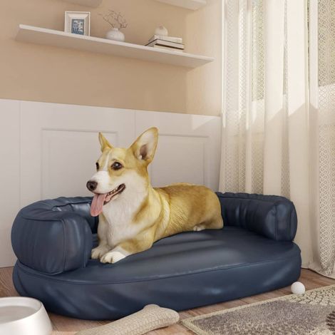 Dog Bed  Dark Blue  Faux Leather  Dog Bed  Rectangular  Modern vidaXL (1/5)
