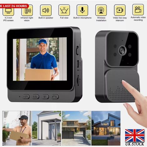 Sonnette vidéo sans fil sans fil avec interphone et téléphone intelligent WiFi. (1/5)