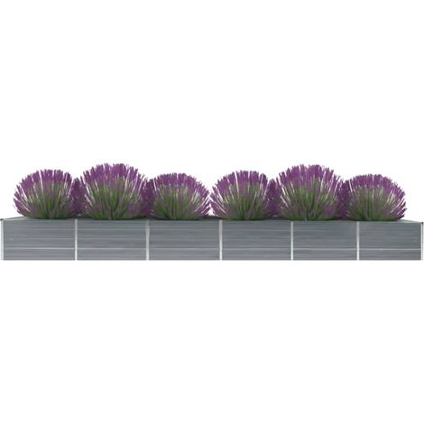 Lit surélevé de jardin Acier galvanisé 480x80x45 cm Gris vidaXL
