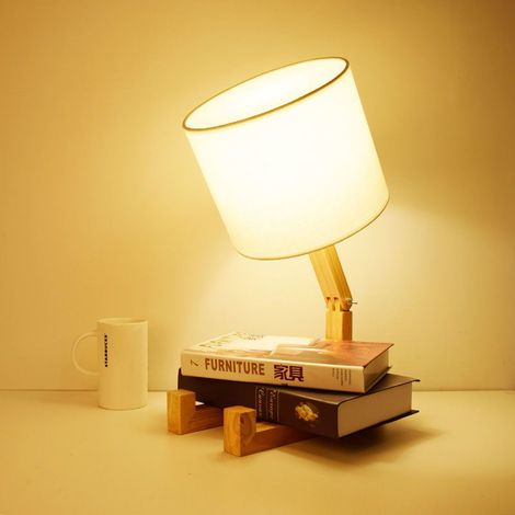Lampe de chevet, bras et base réglables, lampe de chevet, lampe de lecture, abat-jour en tissu, lampe de bureau moderne pour chambre à coucher, salon, dortoir, sans ampoule (1/5)